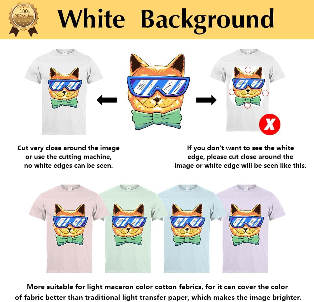 Transourdream Upgraded Iron on Heat Transfer Paper for T Shirts (20 Sheets, 8.5X11) Iron on Transfers for Light Fabric Printable Heat Transfer Vinyl for Inkjet Printer (TOD-4)