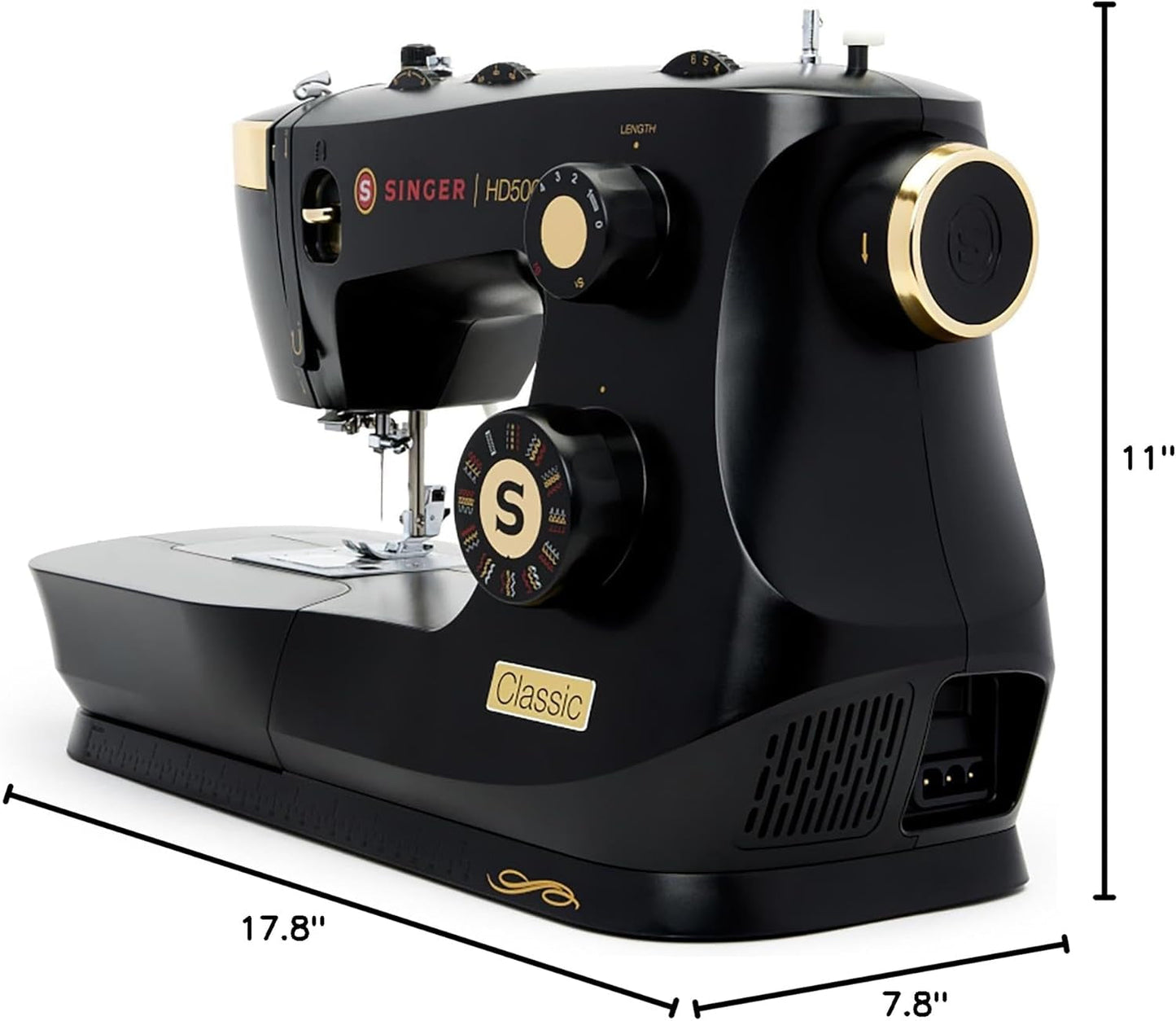 SINGER® Heavy Duty 500 Classic High Speed Sewing Machine + Accessory Kit | 23 Built-In Stitches, Strong Motor, Strong Piercing Power, 1-Step Buttonhole, Full Metal Frame, Large Sewing Space, LED Light