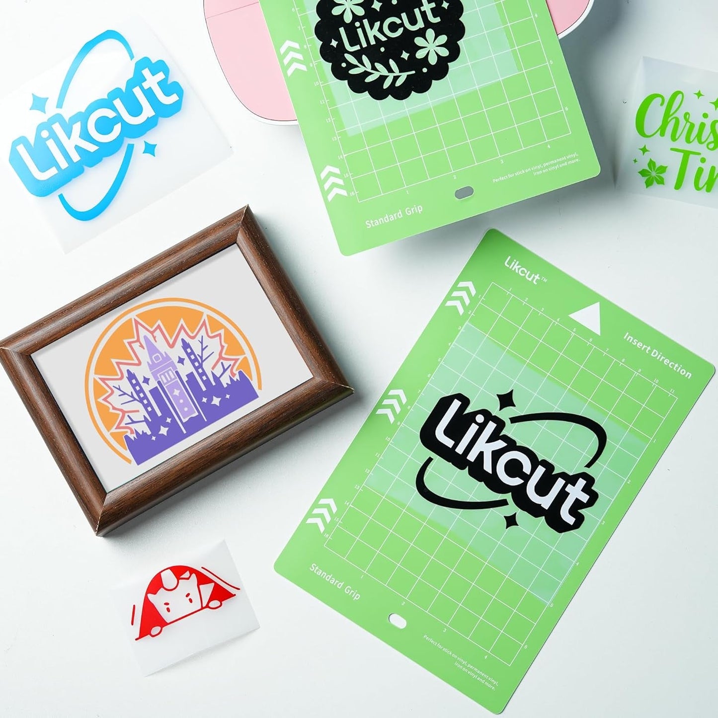 Cutting Mat for Glee S501 Cutter, 4.5" X 6.5" Standard Grip Mat for DIY Crafty, 3 Packs Likcut Accessories Mats, Adhesive Sticky Green Quilting Replacement Cut Mats for Iron On, Vinyl and More