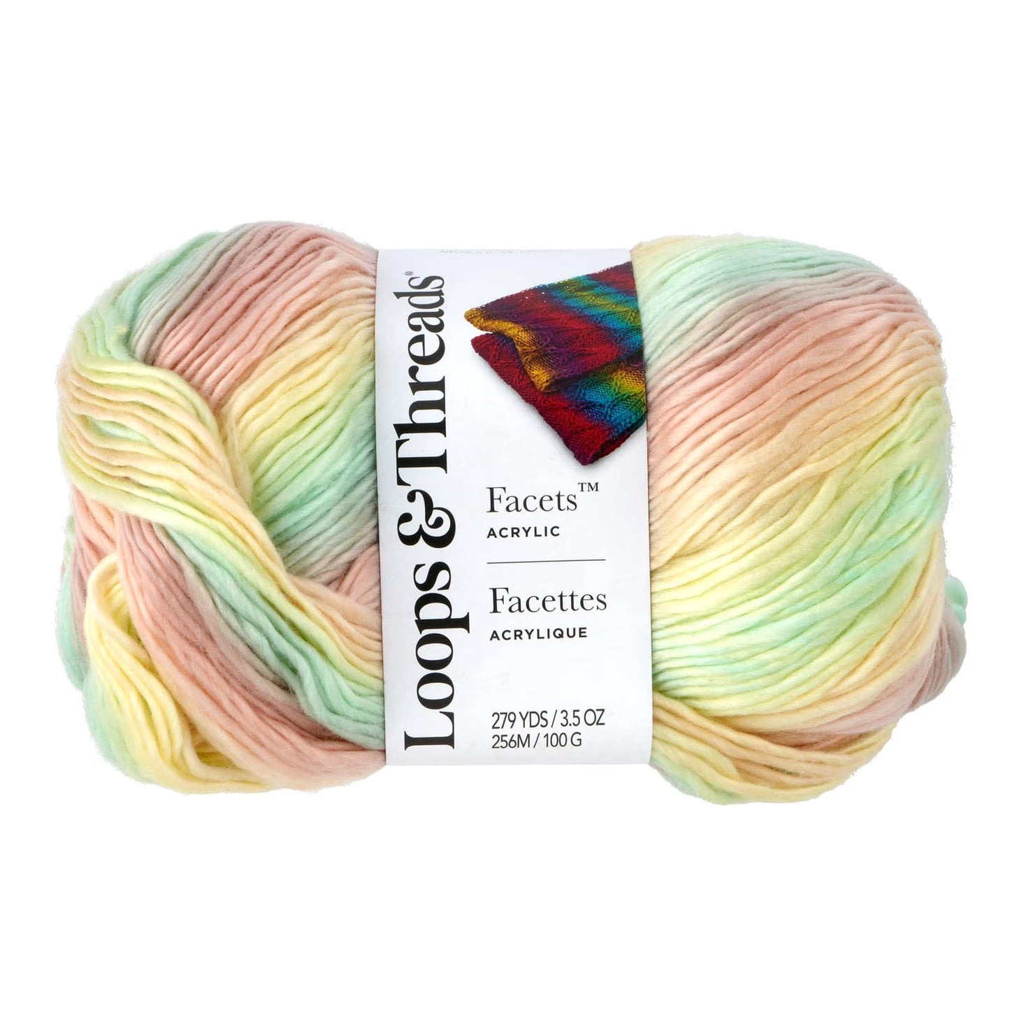 Facets Yarn by Loops & Threads - Yarn for Knitting - Crochet - Weaving - and Arts & Crafts - Multi - Acrylic - 3.5 Oz