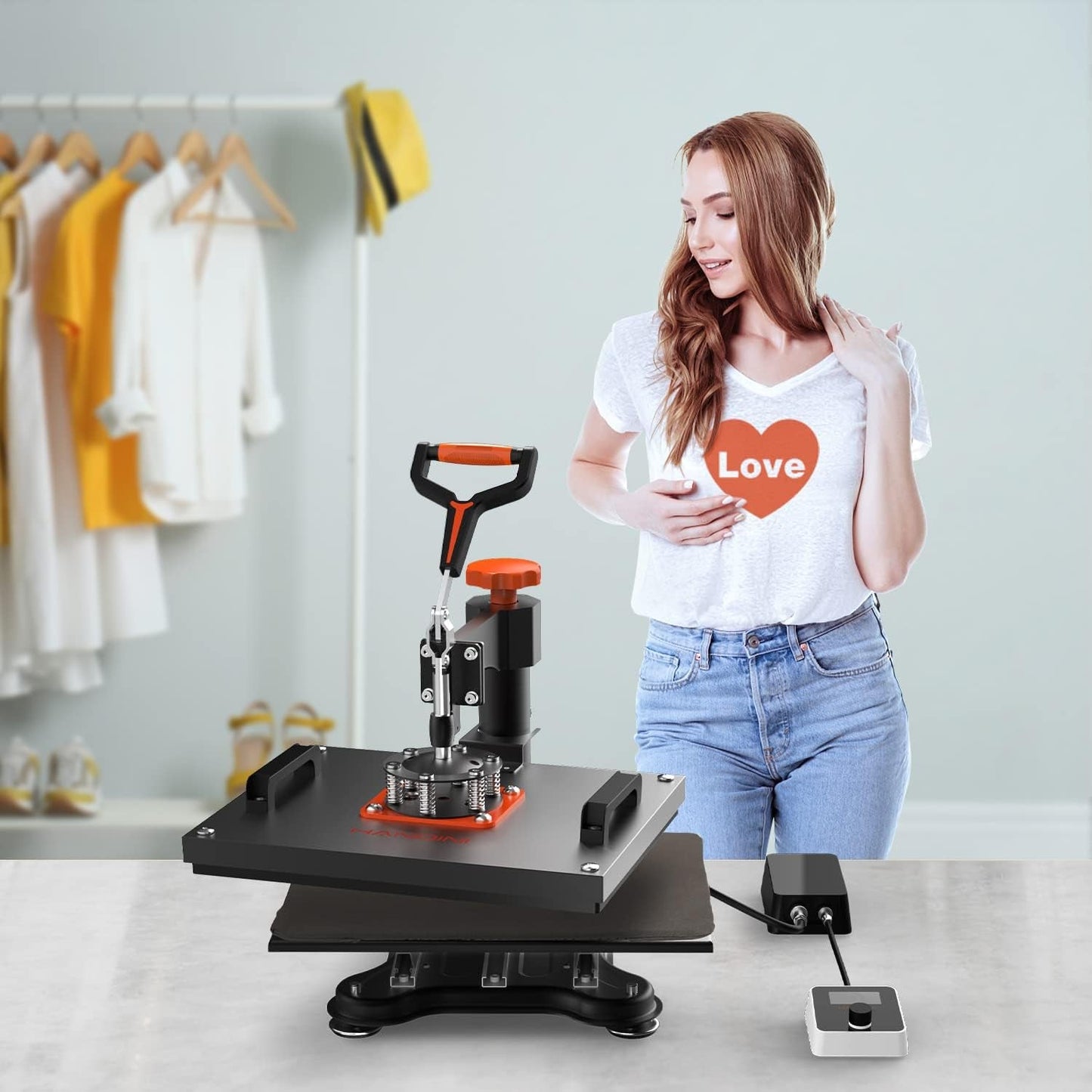 Heat Press 15X12 Inch Heat Press Machine 5 in 1 Digital Multifunctional Sublimation T-Shirt Heat Press Machine 360-Degree Swing Away & Slide Out for T Shirts Hat Mug Cap Plate