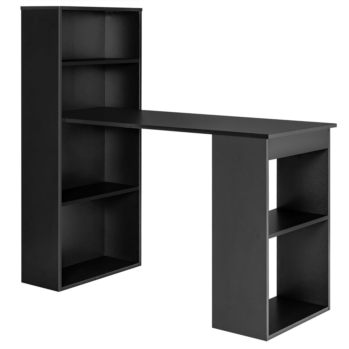 Computer Desk Writing Workstation Office W/6-Tier Storage Shelves Black