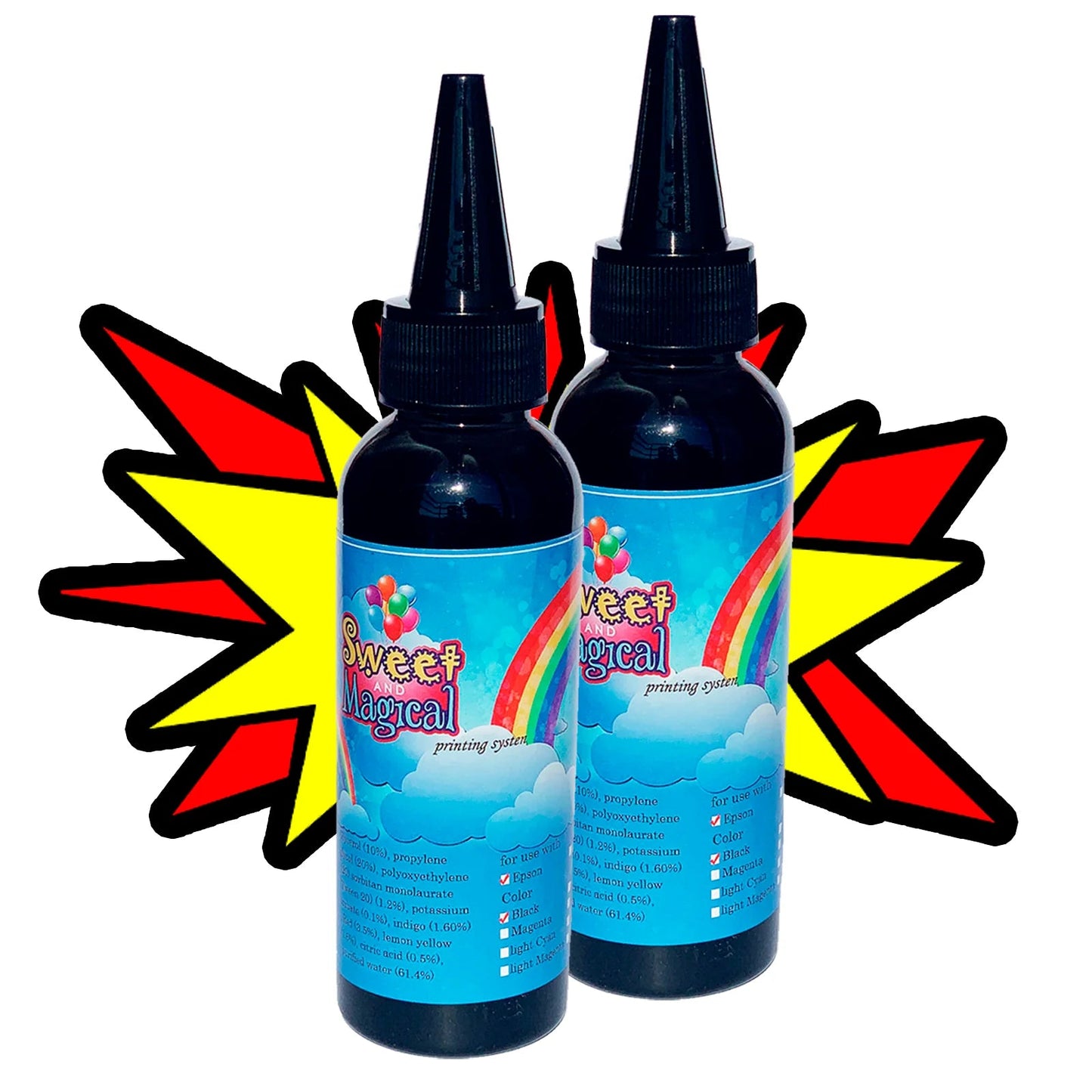 Edible Ink Refill Bottle, 100Ml or 3.3OZ (BLACK) (Double Power)