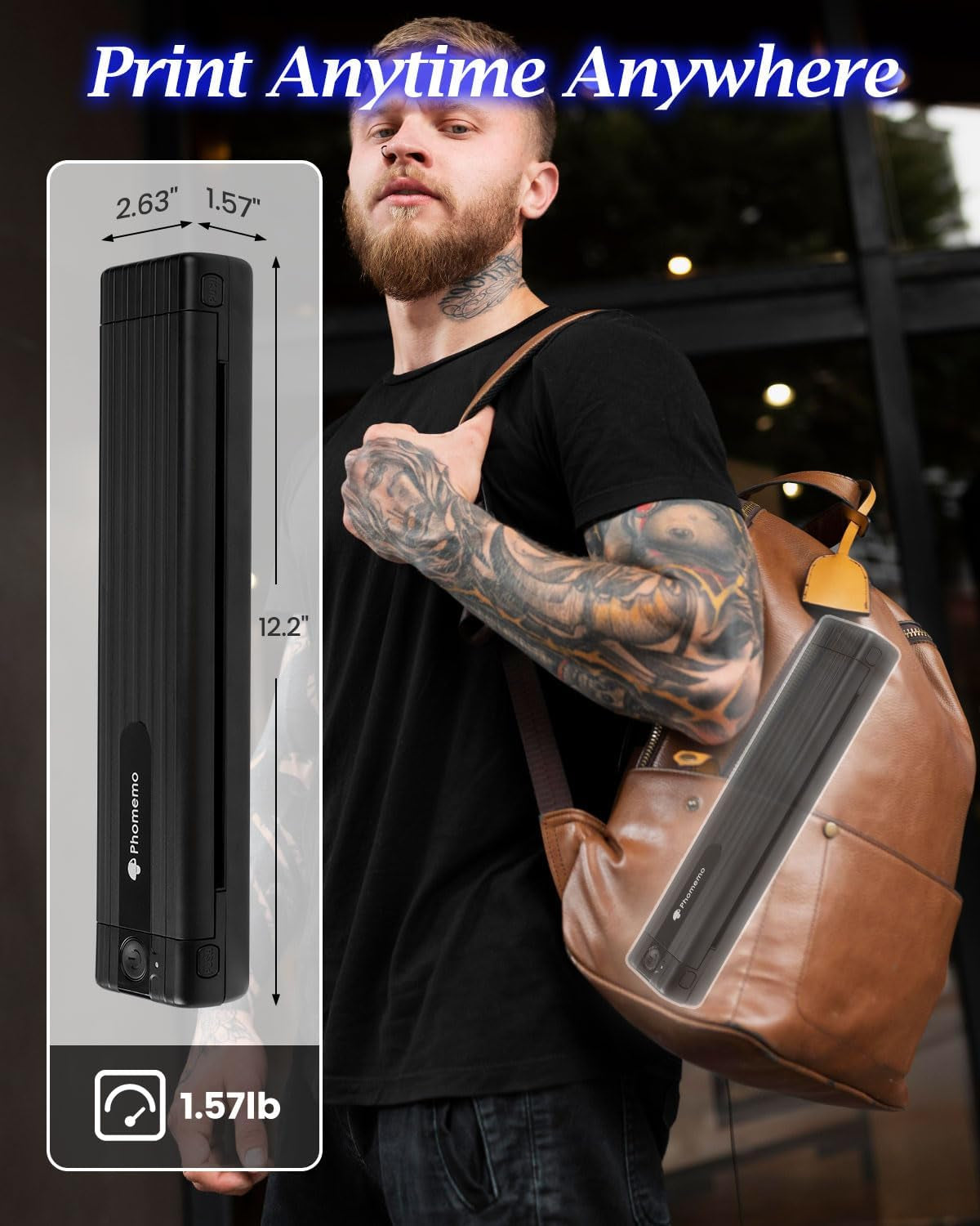 Phomemo TP83 Wireless Tattoo Stencil Printer, Upgraded Thermal Tattoo Printer Machine with 10Pcs Transfer Paper, Bluetooth Tattoo Printer for Tattoo Artists & Beginners, Compatible with Ipad Phone PC