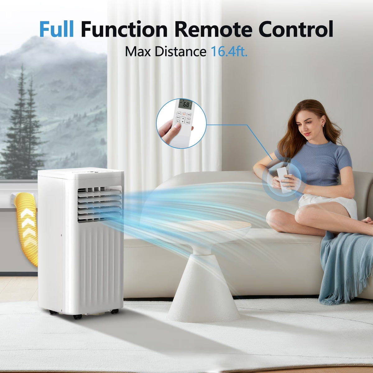 Portable Air Conditioners 8000 BTU Ashrae– 3-In-1 AC Unit, Dehumidifier & Fan with 24-Hour Timer/Remote Control for Home/Office/Apartments/Dorm
