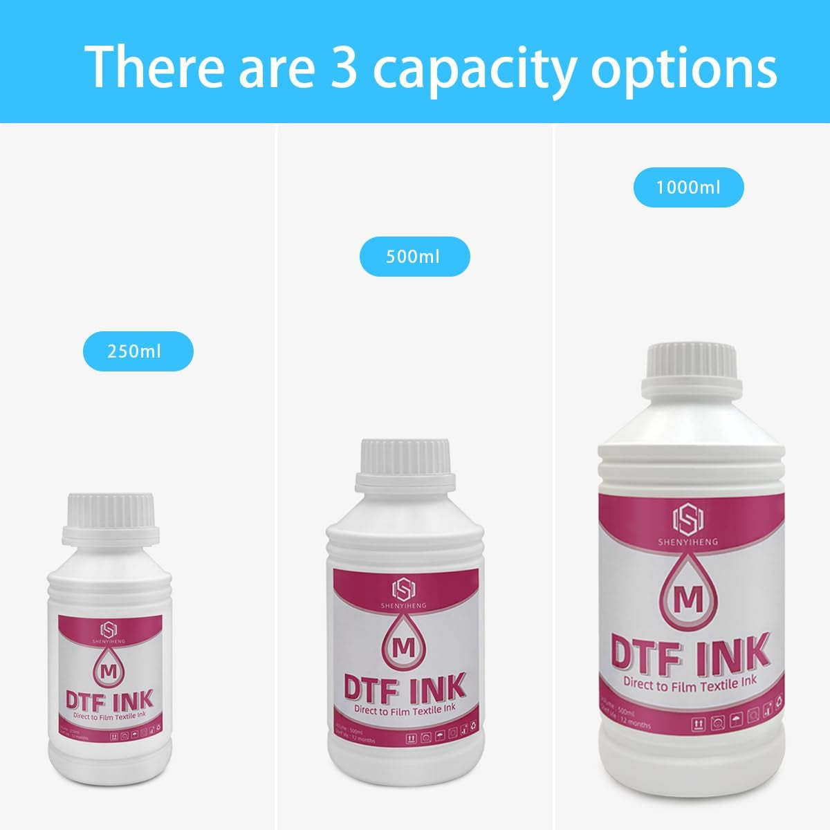 Premium DTF Ink 3000ML - DTF Transfer Ink for PET Film, Used for Epson ET-8550, L1800, L800, R2400, P400, P800, XP15000, Heat Transfer Printing Direct to Film, 6X500Ml (CMYKWW)
