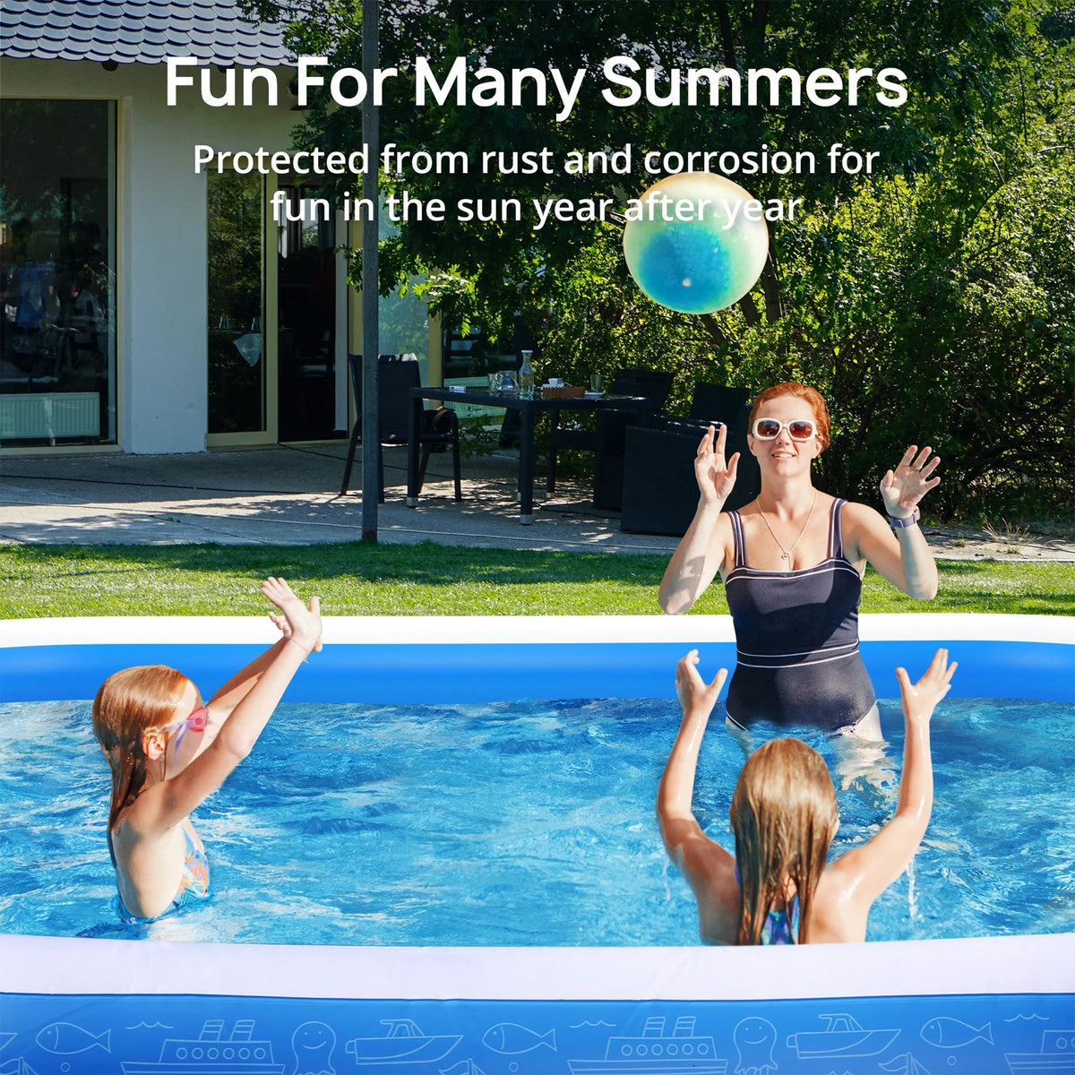 Inflatable Pool for Kids and Adults, 120" X 72" X 22" Oversized Thickened Family Swimming Pool for Toddlers, Outdoor, Garden, Backyard, Summer Water Party