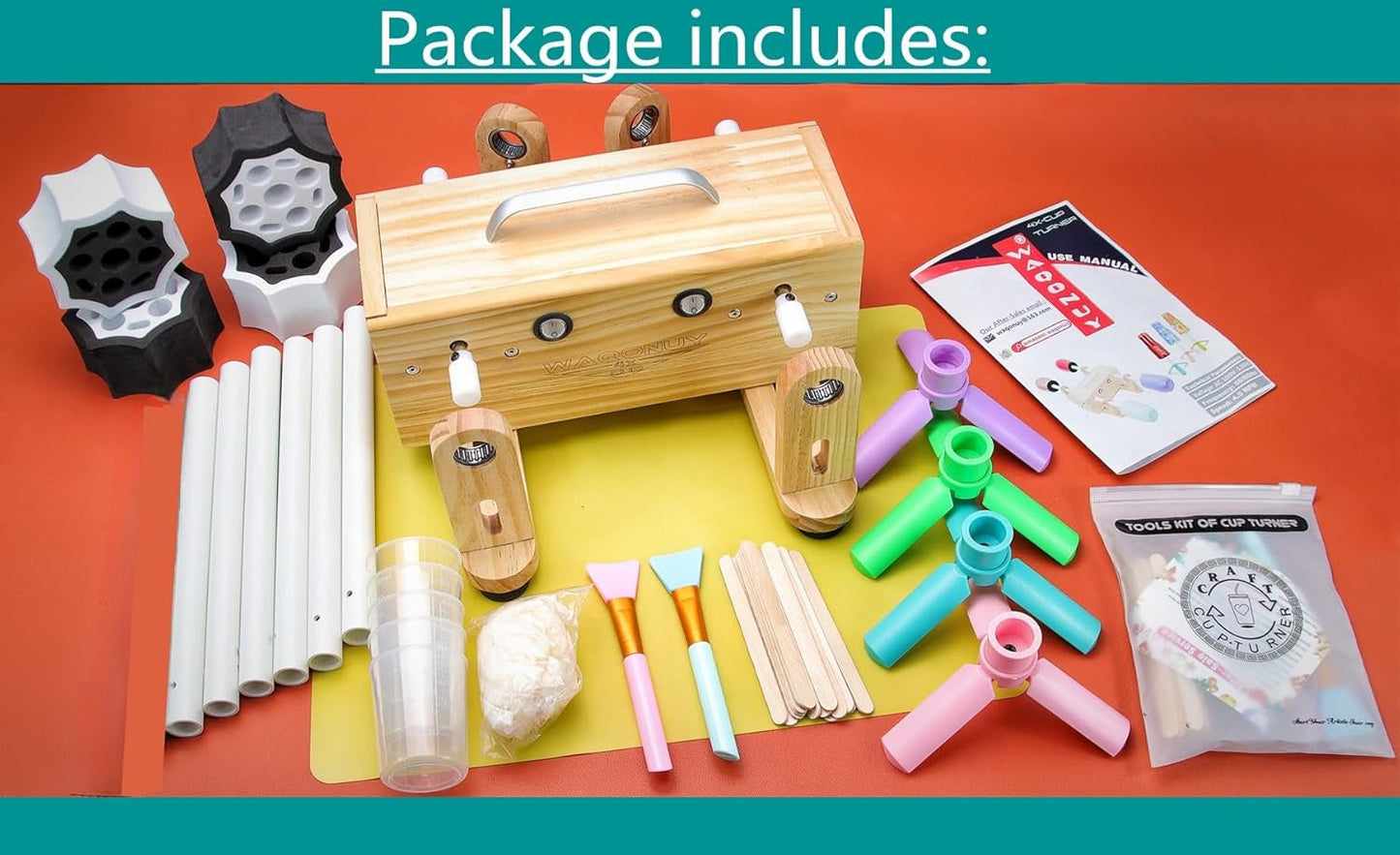 4 Cup Turner for Crafts Tumbler,Epoxy Glitter 4 Arms Tumbler Full Kits,Diy Cuptisserie Turner,Cup Spinner Machine Kit for Crafts Epoxy Tumbler