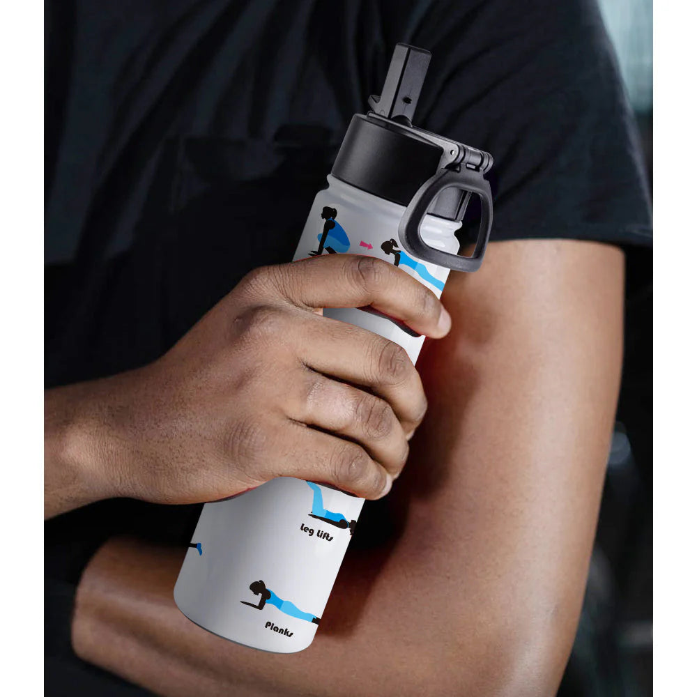 Wholesale 22 OZ Sublimation Insulated Water Bottles White with Wide Mouth Handle Cap and Straw 25 Pcs(Shipping from China)