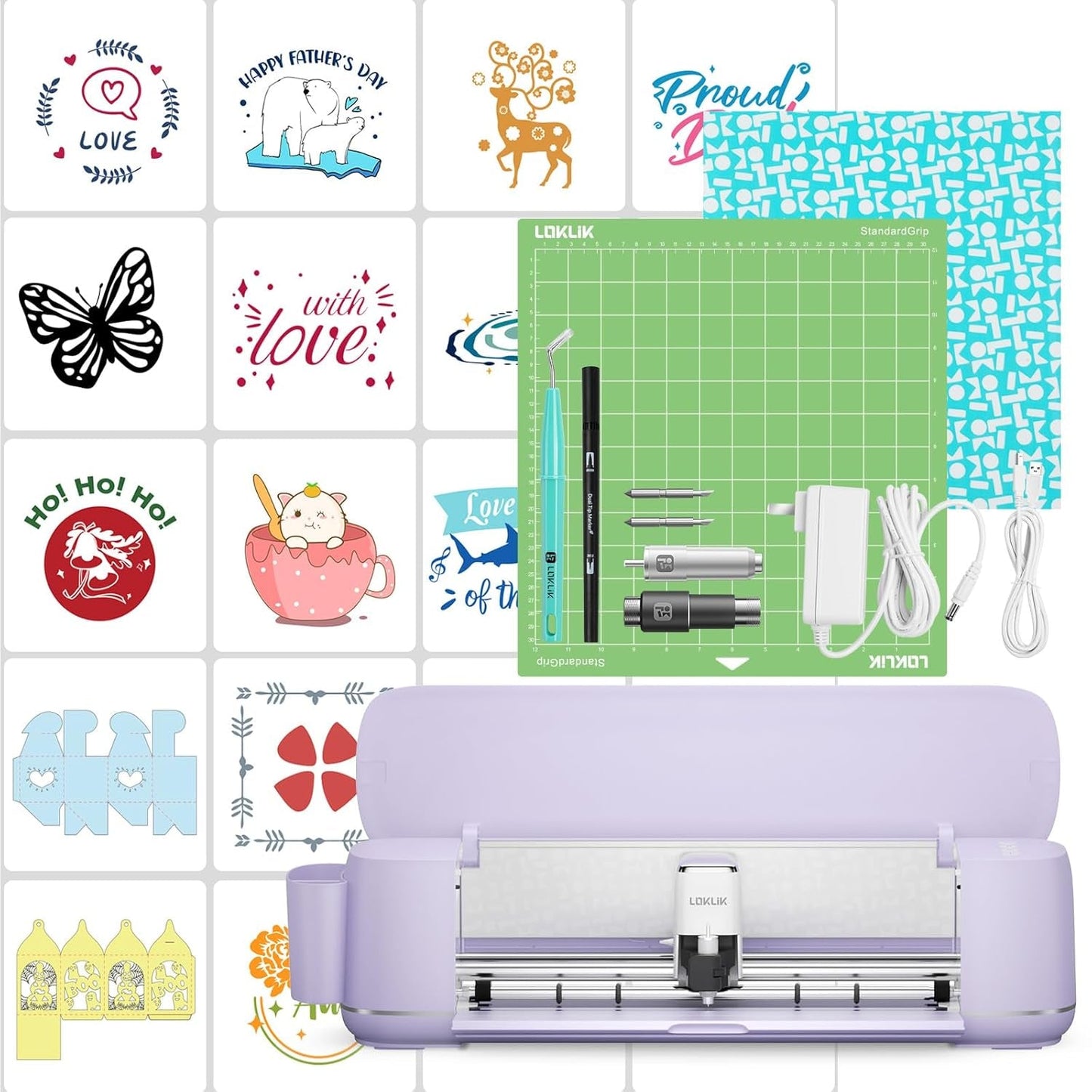 Loklik Cutting Machine 2 by HTVRONT - 5 in 1 Vinyl Cutter Machine with 5X Cutting Force, Cuts 100+ Materials, AI Painting, 13'' Smart Die Cutting Machine for All Crafts Cards 3D Arts Home Decor