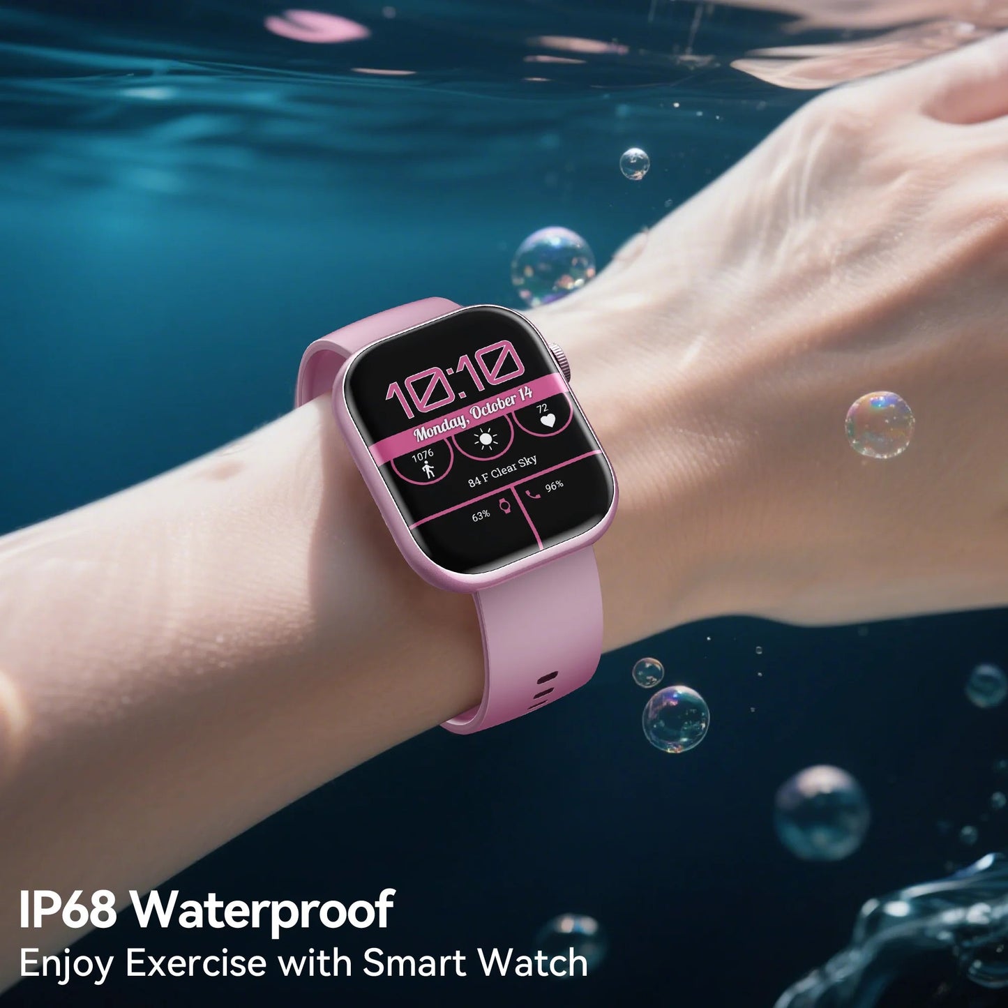 Smart Watch for Men Women, 2.01" HD Touchsreen, Bluetooth Calling, IP68 Water-Resince, 180+ Sports Modes, Health, Fitness & Sleep Tracker, Timer, Fitness Watch for Android/Ios, Pink