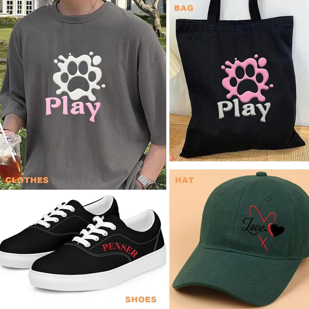 20 Sheets Puff Vinyl Heat Transfer, 11.8" X 7.9" 20 Colors 3D HTV for T-Shirts, DIY Crafts, Compatible with Cricut & Silhouette Cameo, Easy Cut & Weed