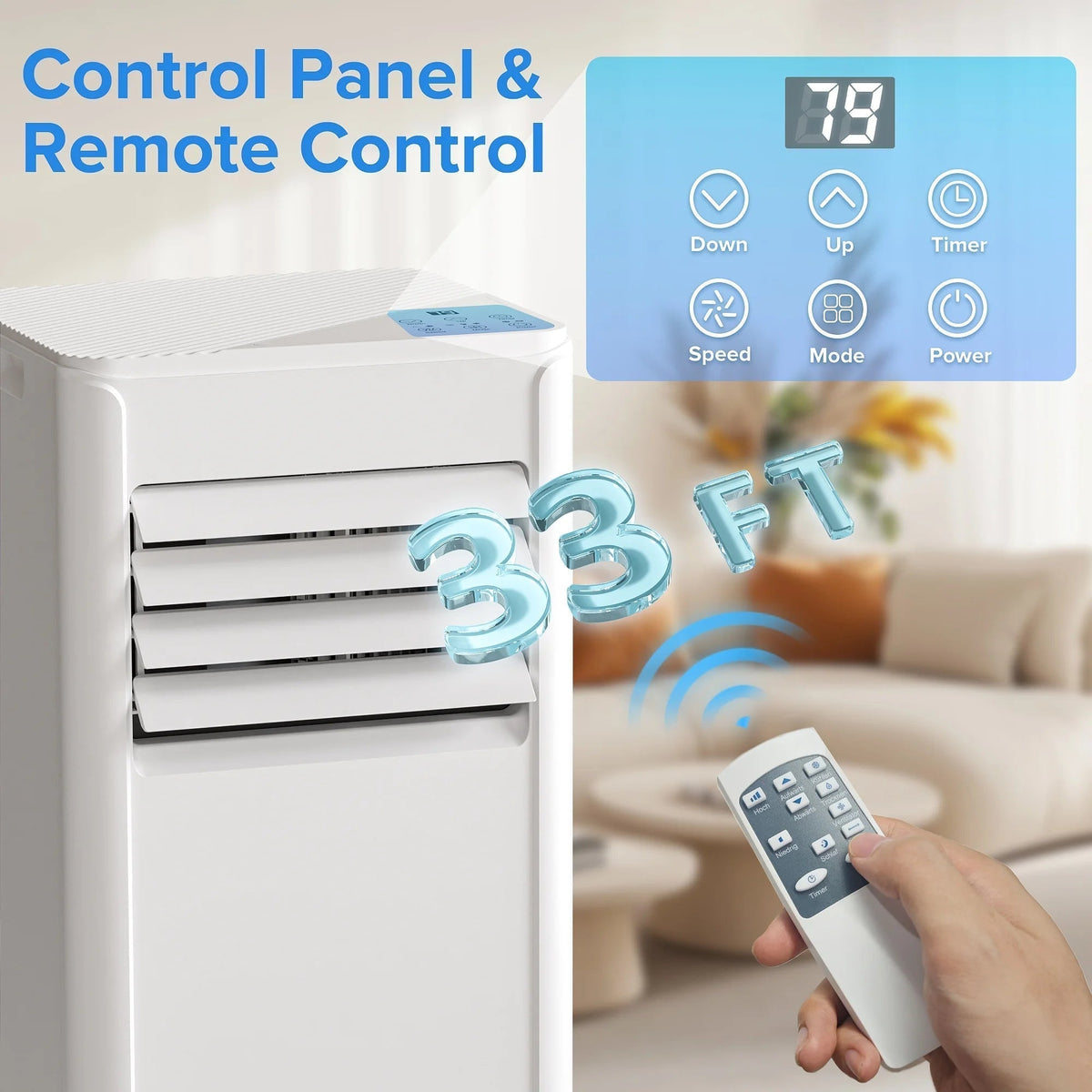 8000 BTU Portable Air Conditioner, Dehumidifier, Fan, Sleep Mode, 4 in 1 AC with 24-Hour Timer