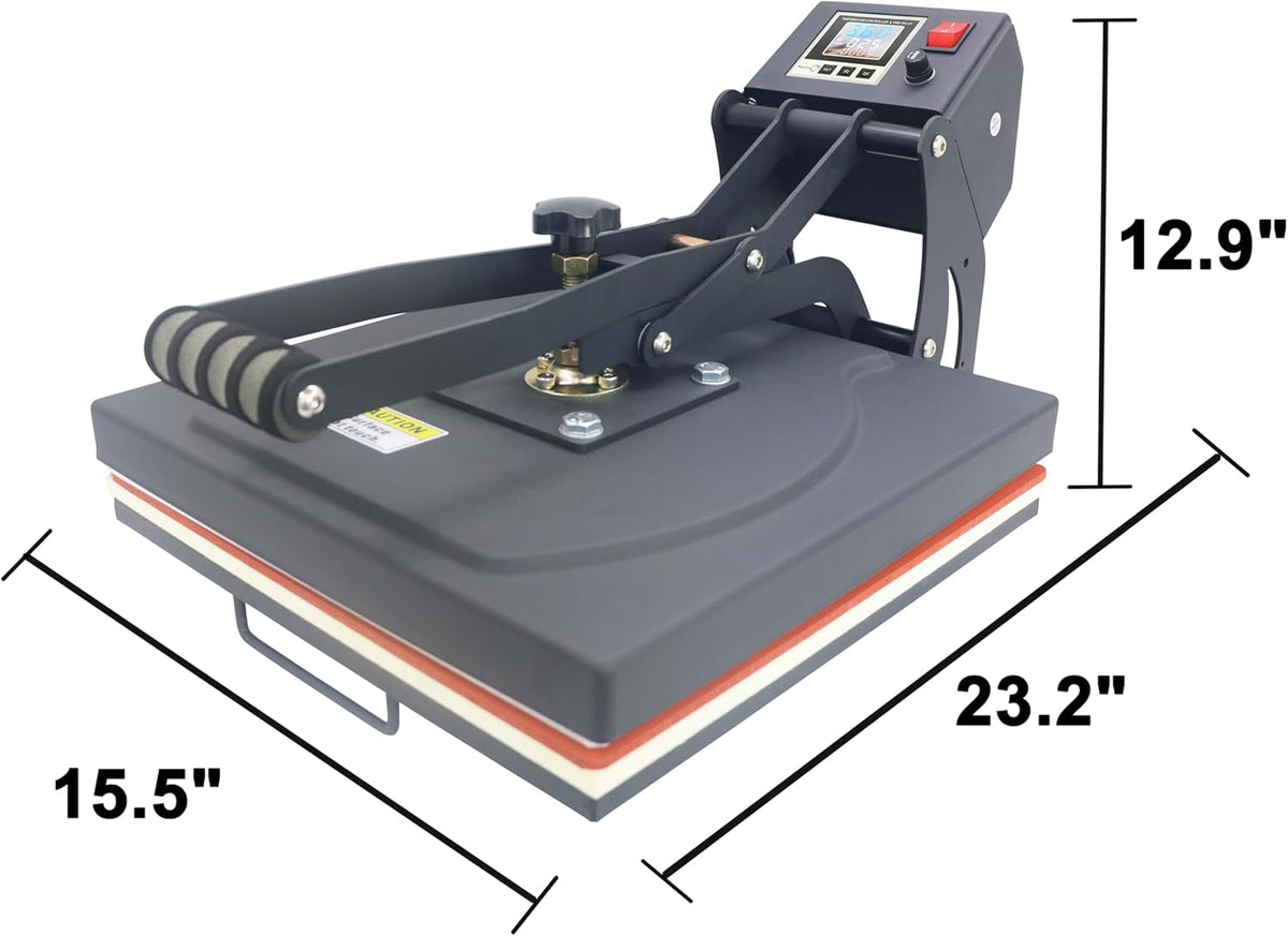 Royalpress 15" X 15" Color LED Industrial-Quality Digital Sublimation Heat Transfer Machine T-Shirt Heat Press Machine, 15" X 15", Black
