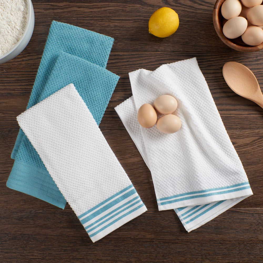 4-Pack 16”X26” Woven Kitchen Towel Set, Topaz