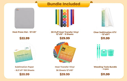 HTVRONT Auto Heat Press 2+HTV & Sublimation Essential Bundle