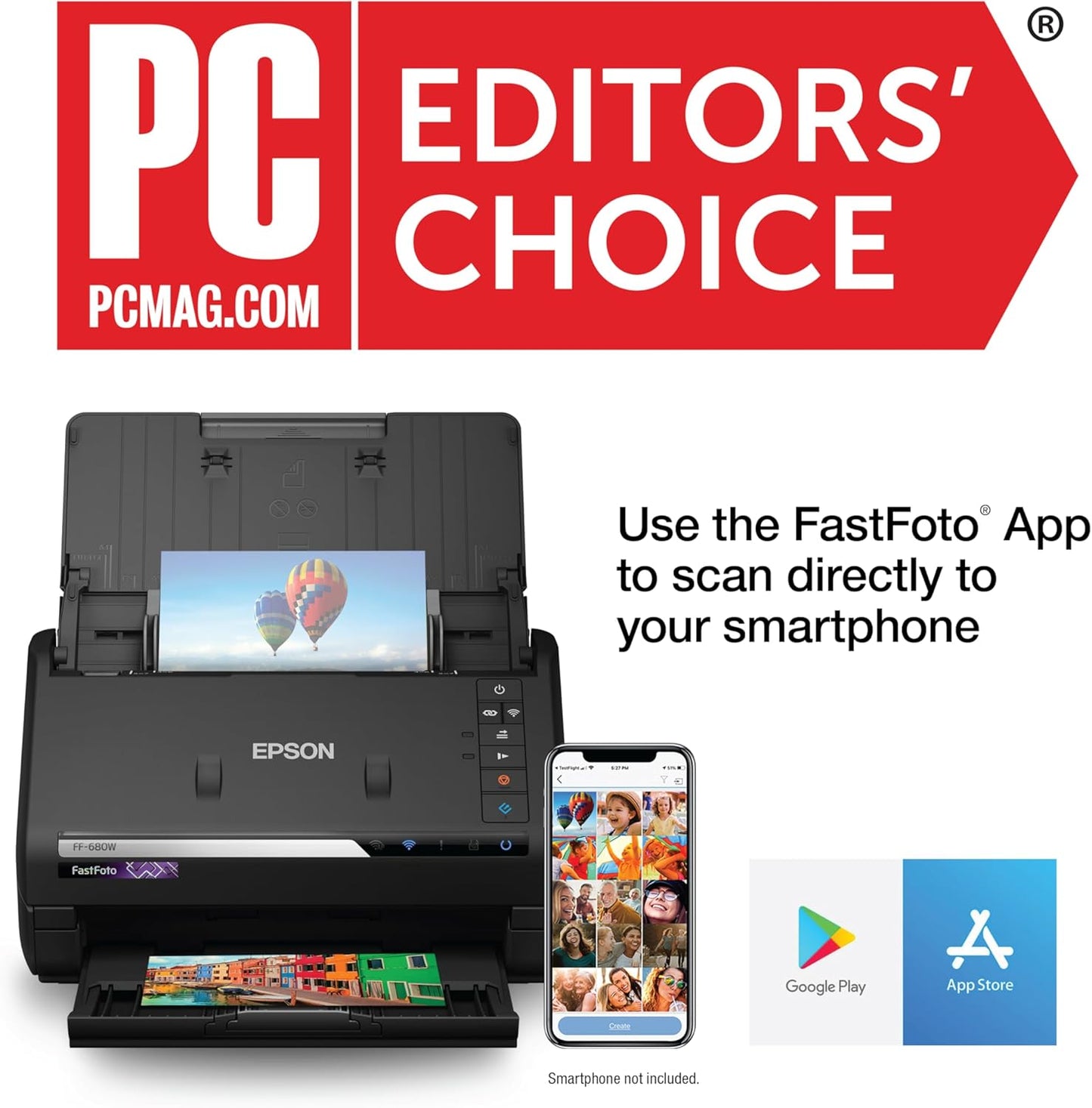 Epson Fastfoto FF-680W Wireless High-Speed Photo and Document Scanning System, Black