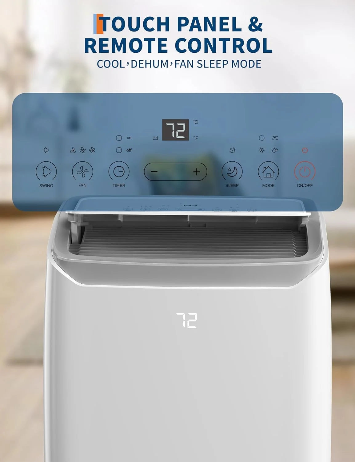 Portable Air Conditioner 14000 BTU for Large Rooms up to 750 Sq.Ft, Efficient Cooling AC Unit with 4 Modes, Cool, Fan, Dehumidify & Sleep, Remote Control & Installation Kit Included