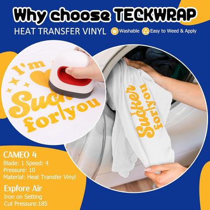 Heat Transfer Vinyl for T-Shirts, Clothes, Bags & Pillows, 33 Sheets 12"X12" for Heat Press Iron on HTV Vinyl Compatible with Most Cutters, Easy Cut & Weed