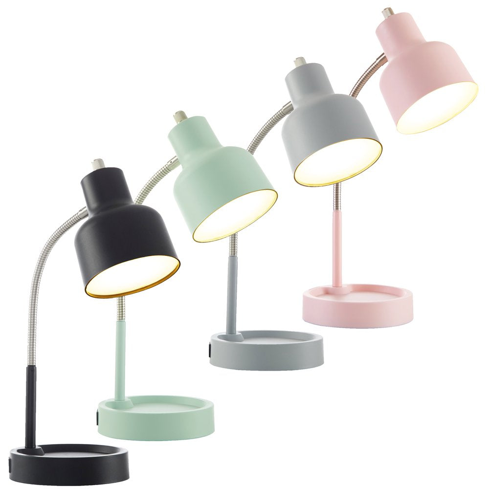 LED Desk Lamp with Catch-All Base & AC Outlet, Matte Blush Pink