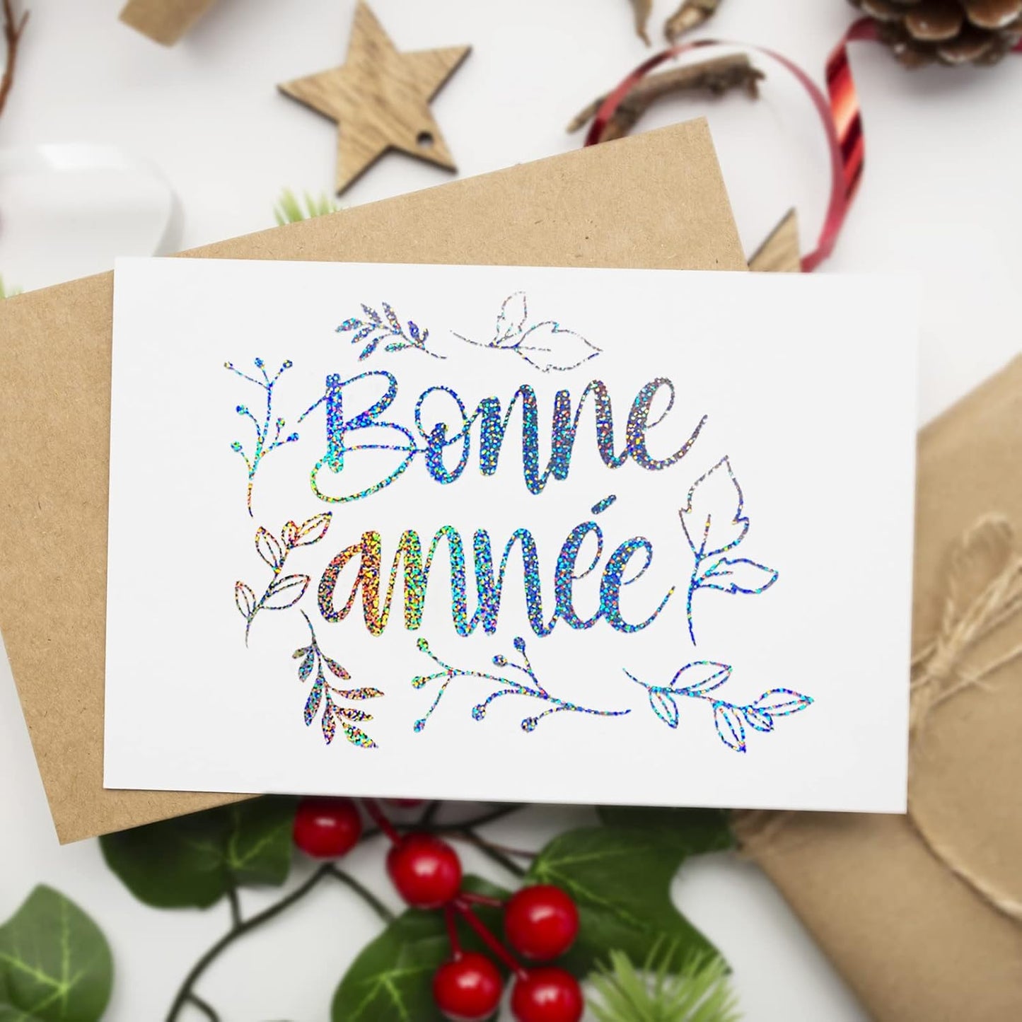 Sparkle Holographic Silver Vinyl Glitter Permanent Chrome Adhesive Vinyl 1Ft X 5Ft