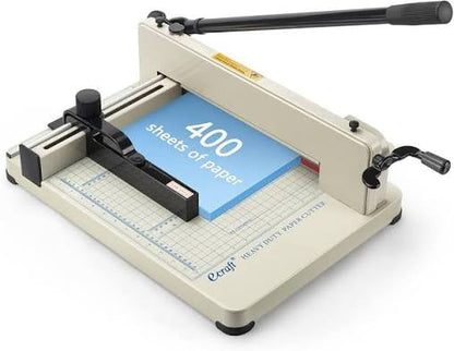 Ecraft Heavy Duty 12" Guillotine Paper Cutter - 400 Sheet Capacity,Solid Steel with HSS Blade,Industrial Commercial Trimmer for Office,School,Print Shop,Safety Lock & Clear Grids