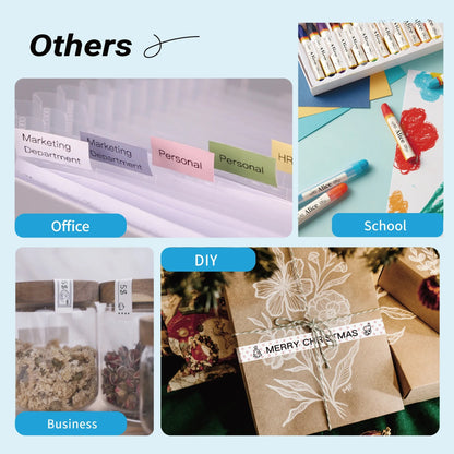 Label Maker Machine with Tape - Portable & Rechargeable Label Makers with Built-In Cutter, .63" Waterproof Tape - Wireless Label Printer Compatible with Android & Ios Devices