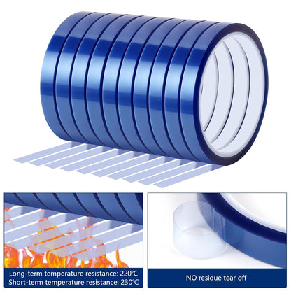 Heat Tape for Sublimation, 10 Rolls Sublimation Heat Resistant Tape, 10Mm × 30M (98Ft) Heat Transfer Tape Sublimation Heat Tape for Press Electronic Soldering Insulation, No Residue