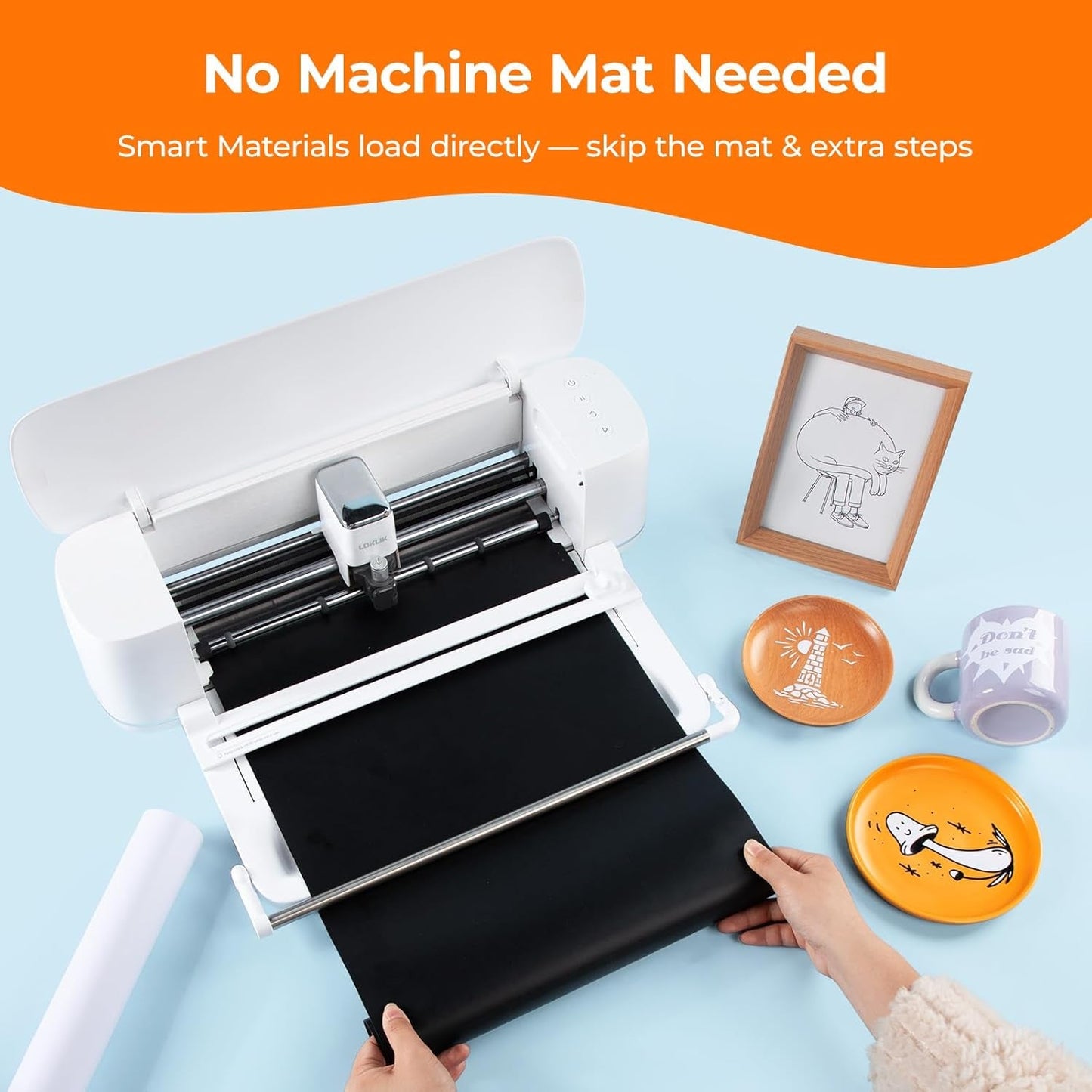 Loklik Cutting Machine 2 by HTVRONT Purple & Smart Permanent Vinyl 13" X 7Ft & Transfer Tape Roll 50FT