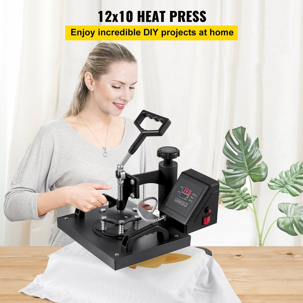 12X10 Inch Heat Press Dual Digital Heat Press Machine 650W Swing Away Heat Press T-Shirt Sublimation Printer Transfer 360 Degree Rotation for DIY T-Shirts