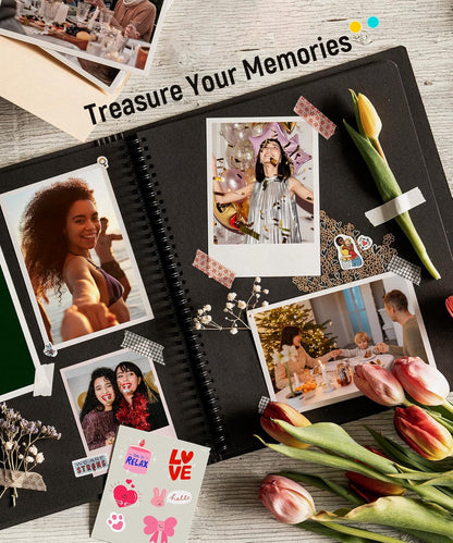 Liene Amber M100/M200/M110/M210 4X6" Photo Printer 80 Sheets Photo Paper & 2 Ink Cartridges Refill, Dye Sublimation, Only for Liene DHP512/DHP513/DHP514/DHP515 Printer, for Display, Framing, Scrapbook