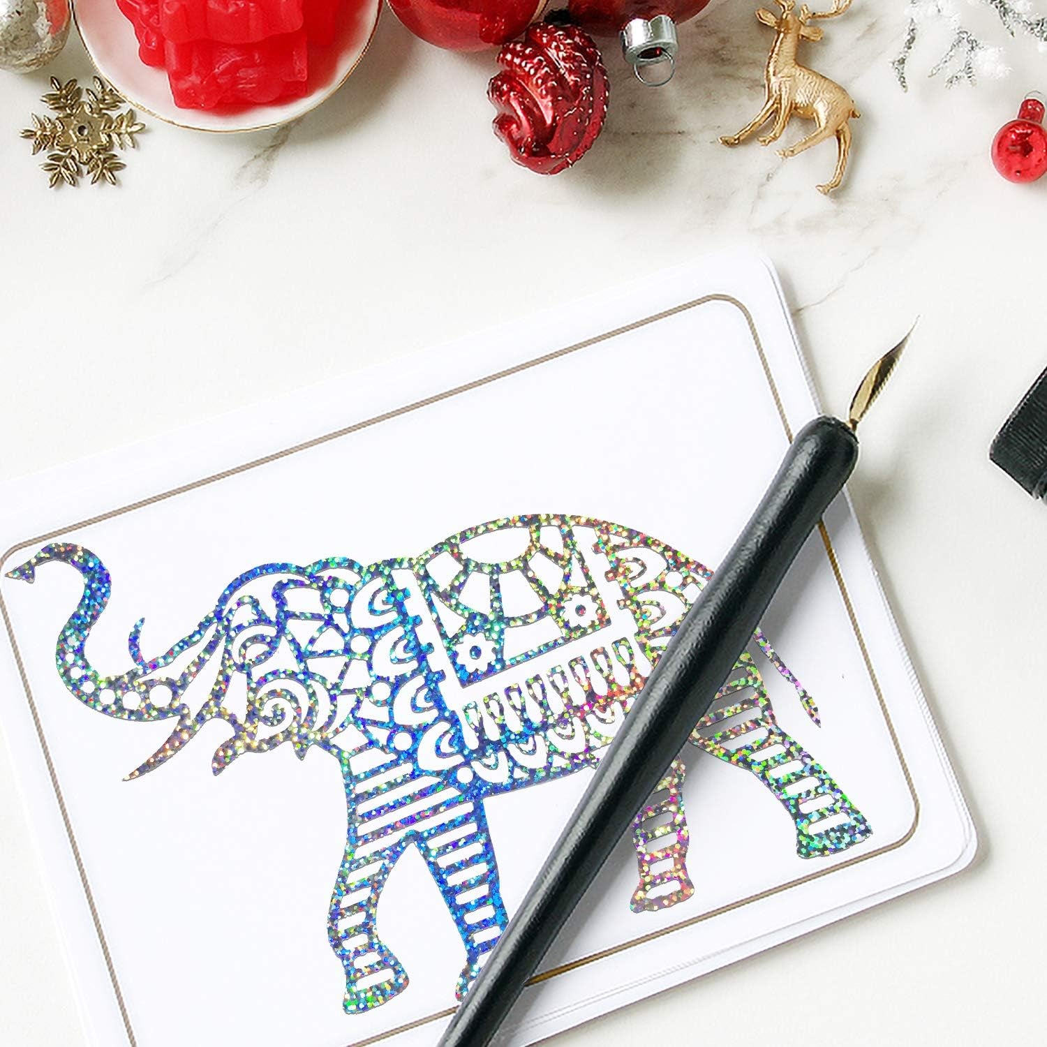 Sparkle Holographic Silver Vinyl Glitter Permanent Chrome Adhesive Vinyl 1Ft X 5Ft