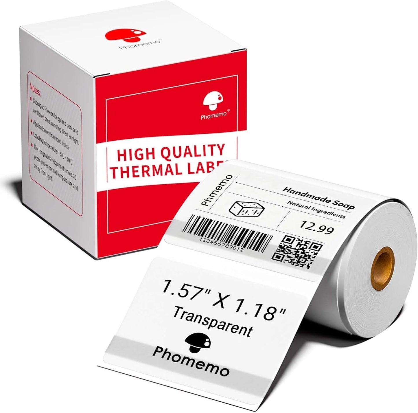 Phomemo M110 Transparent Labels-Sticker Labels for M110/M100/M220/M221/M108 Label Printer,1.57"X 1.18" (40Mm X 30Mm), 230 Labels/Roll, for Barcode/Address/Mailing/Logo/Business/Home Tag