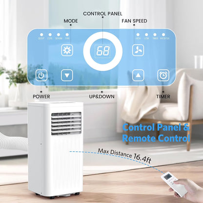Portable Air Conditioners,8000 BTU,4 in 1 Portable AC Unit with Window Kits, Fan & Dehumidifier Modes,Cools up to 350 Sq.Ft,Led Display/Remote Control,24H Timer for Living Room,Bedroom