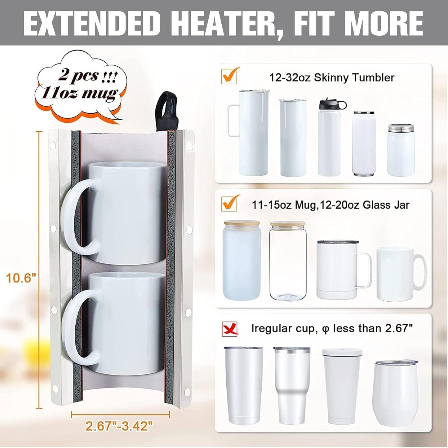 Bettersub Tumbler Mug Heat Press Machine 30 OZ 20 OZ 16 OZ Sublimation Straight Skinny Tumbler Mug Sublimation Print 11 OZ 15 OZ Sublimation Mug Heat Transfer Teal