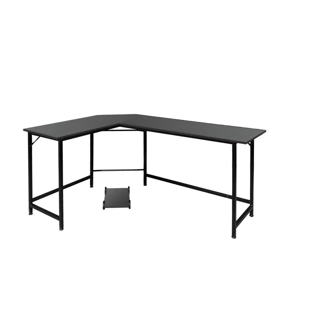 66" Wood L-Shaped Computer Gaming Desk Corner PC Latop Table Study Office Workstation Black