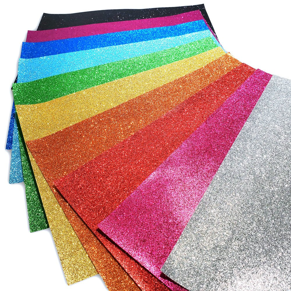Glitter Paper for Arts and Crafts, Scrapbooking, 11" X 14", Assorted, 10 Pcs