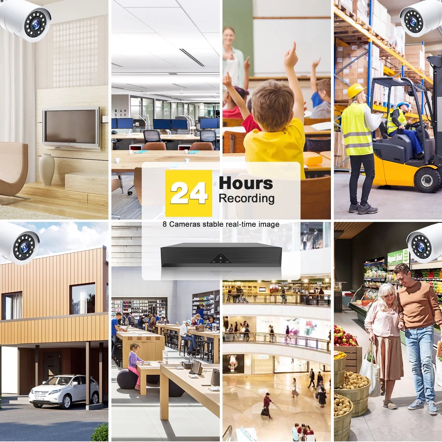 SC35 8CH CCTV Security Camera System Outdoor with 3TB Hard Drive 8Pcs Wired 1080P Bullet Surveillance Cameras HDMI Connector