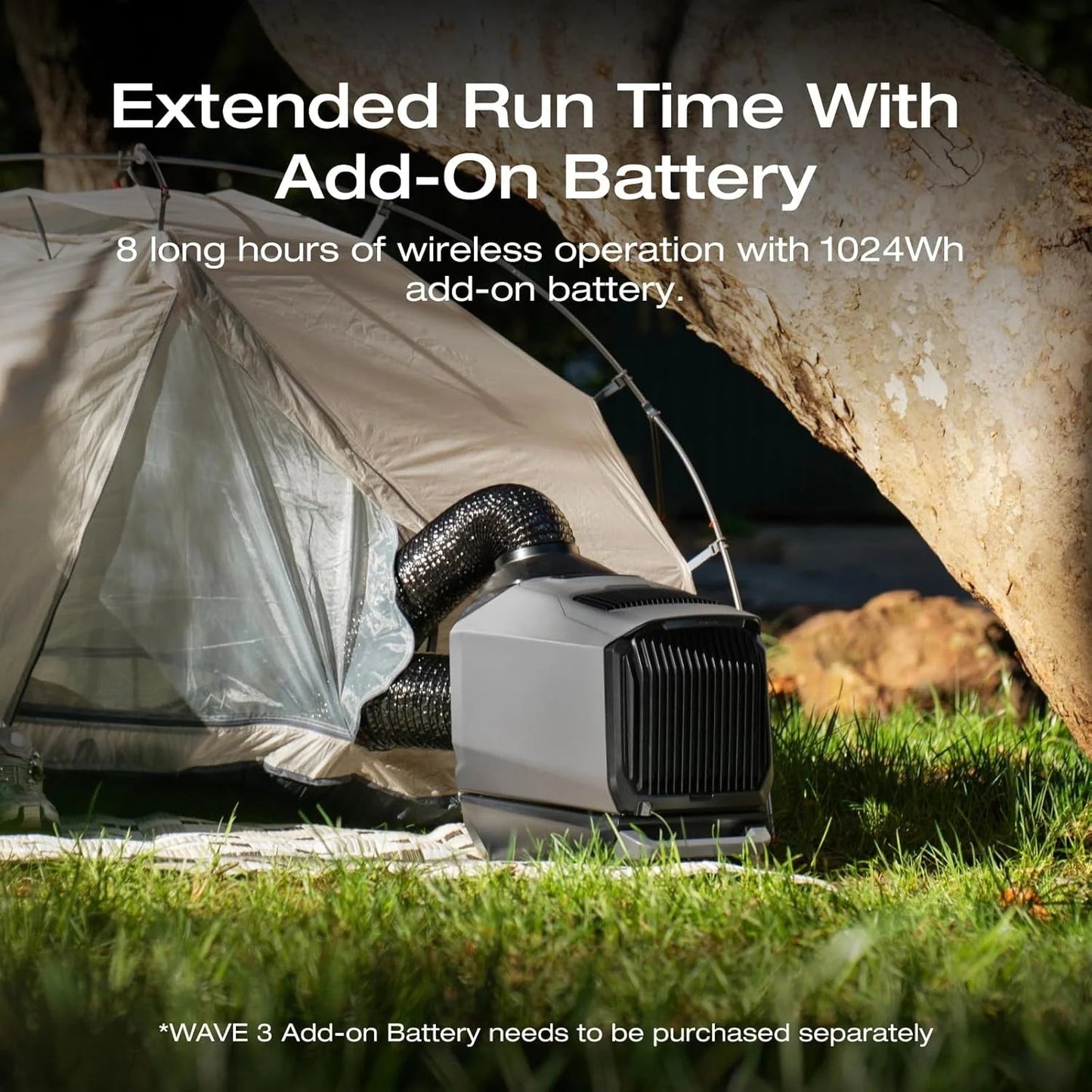 WAVE 3 Portable Air Conditioner, 1800W/6100 BTU Cooling and 2000W/6800 BTU Heating, 1000W Fast Charging in 75 Mins, 8H Wireless Running, APP Control, for Camping, Vanlife, Rvs