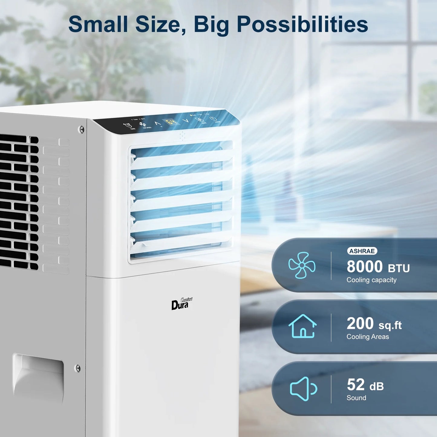 8000 BTU ASHRAE Portable Air Conditioner for Room, Cools up to 175 Sq. Ft.(5100Btu SACC)