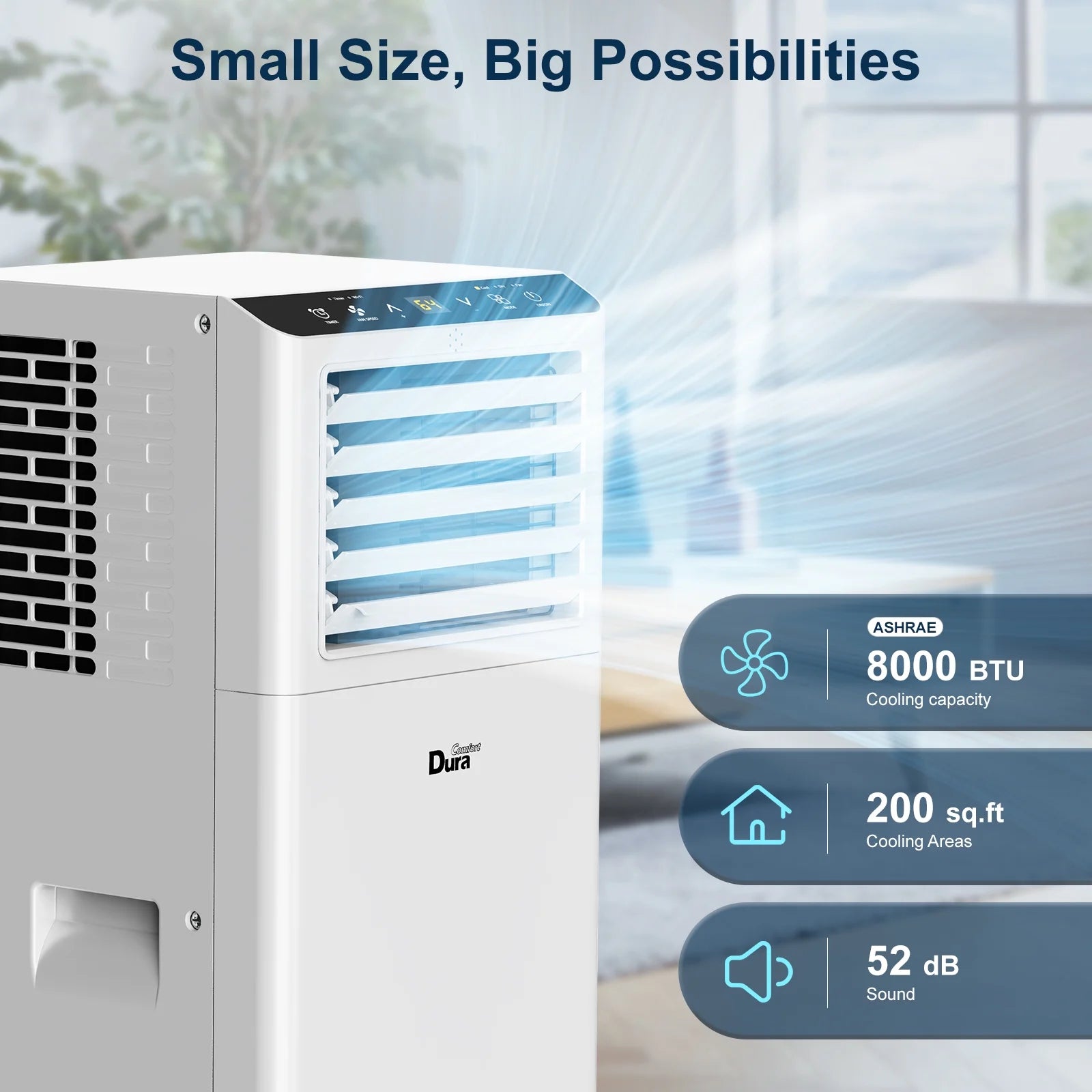8000 BTU ASHRAE Portable Air Conditioner for Room, Cools up to 175 Sq. Ft.(5100Btu SACC)