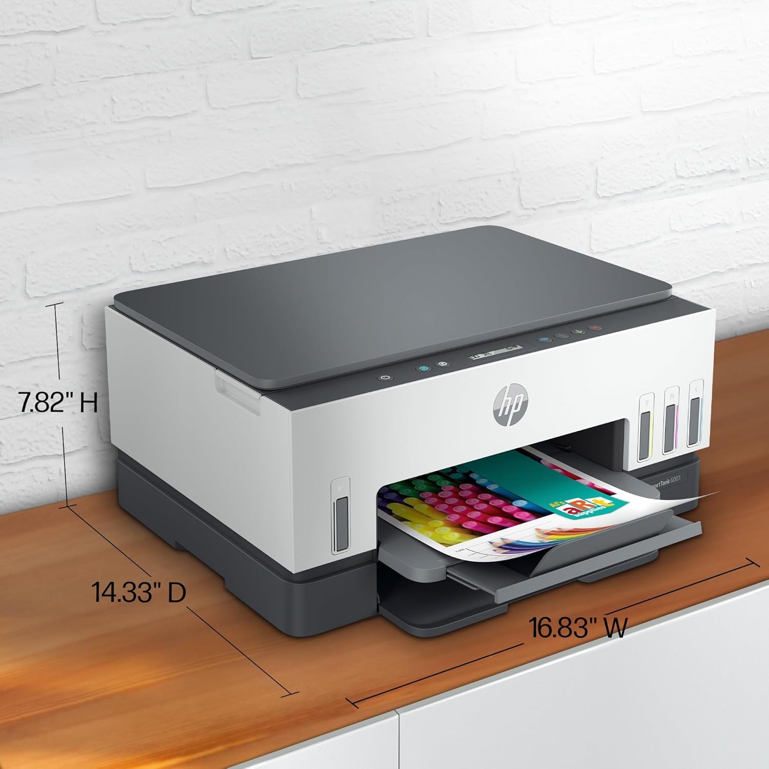 HP Smart Tank 6001 Wireless All-In-One Ink Tank Printer, Scanner, Copier with 2 Years of Ink Included, Best-For-Home, Cartridge-Free Refillable, Ai-Enabled (2H0B9A)