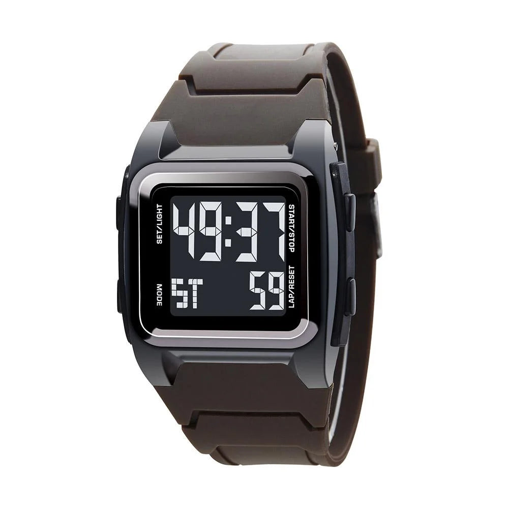 Square Large Screen Retro Sports Electronic Watch Night Waterproof' Light J0M8