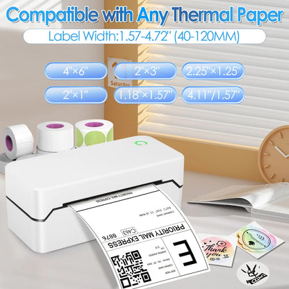 Bluetooth Thermal Shipping Label Printer, Wireless 4X6 Label Printer for Shipping Package and Small Business, Compatible with Android Ios Windows Mac, High Speed Labels Maker Printer