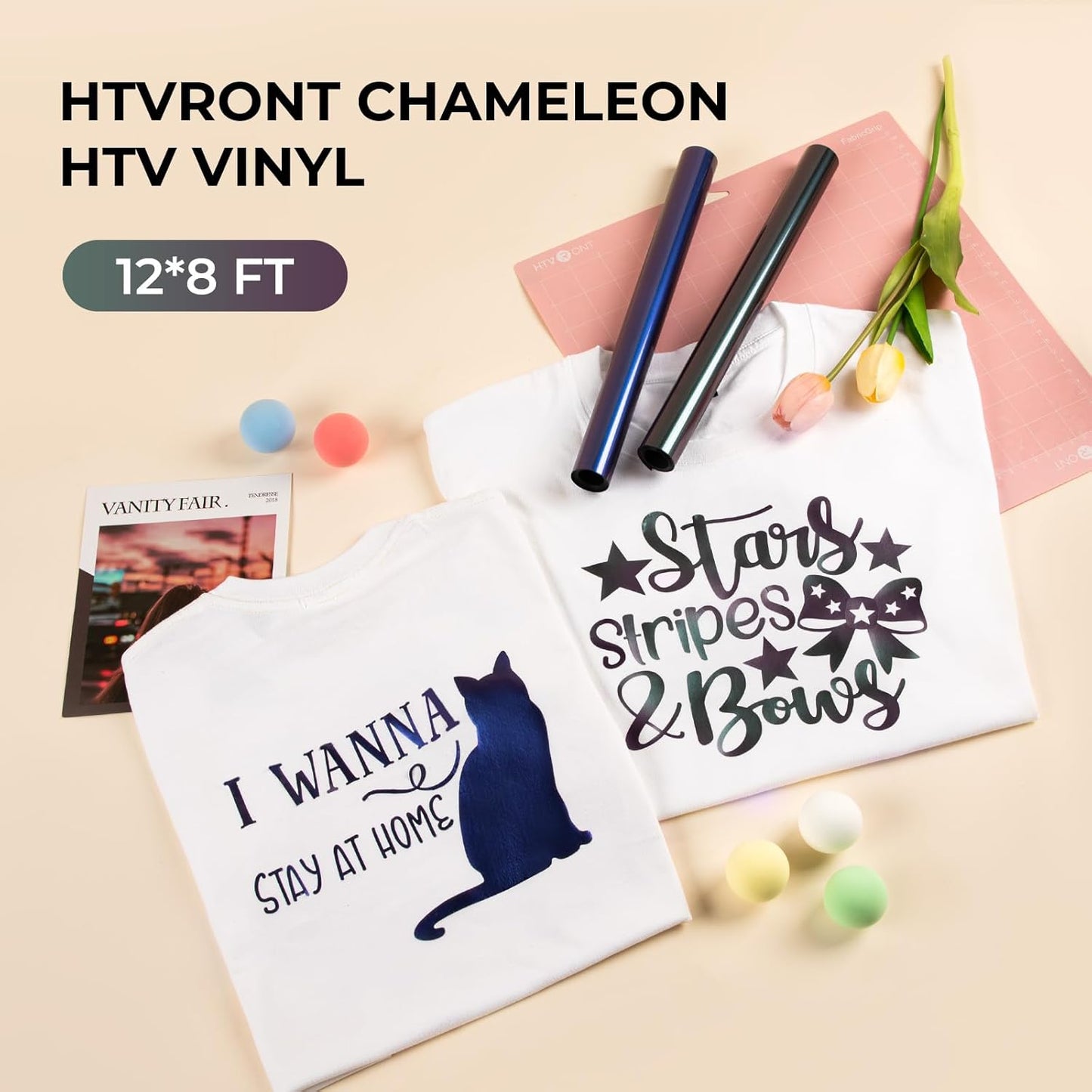 Chameleon HTV Heat Transfer Vinyl - 12" X 8Ft Bronze Turns Purple HTV for Shirts, Iron on Vinyl for All Cutting Machine - Easy to Cut & Weed for Heat Transfer Design