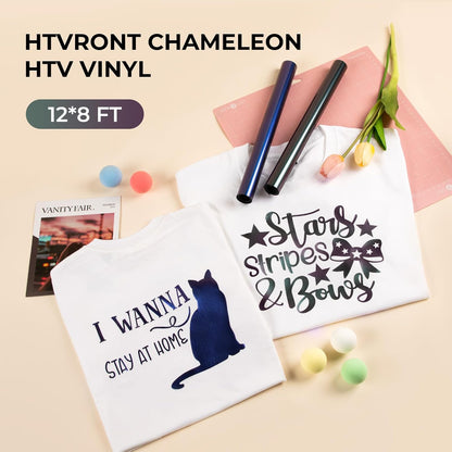 Chameleon HTV Heat Transfer Vinyl - 12" X 8Ft Bronze Turns Purple HTV for Shirts, Iron on Vinyl for All Cutting Machine - Easy to Cut & Weed for Heat Transfer Design