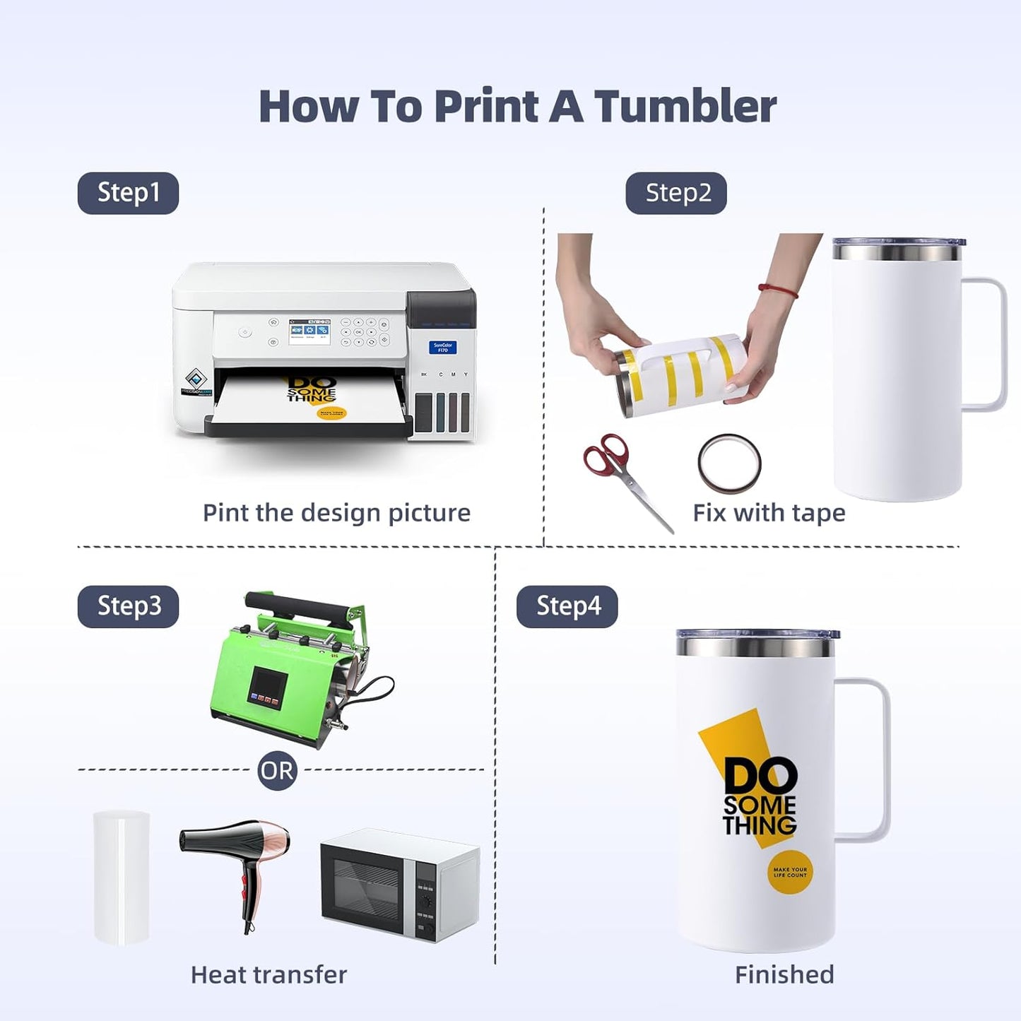 Colorsub 24Oz Sublimation Coffee Mugs with Handle Straight Matte Travel Coffee Cups Insulated Stainless Steel Tumblers with Gift Box, Heat Tape for Hot Cold Drinks, 6 Pack