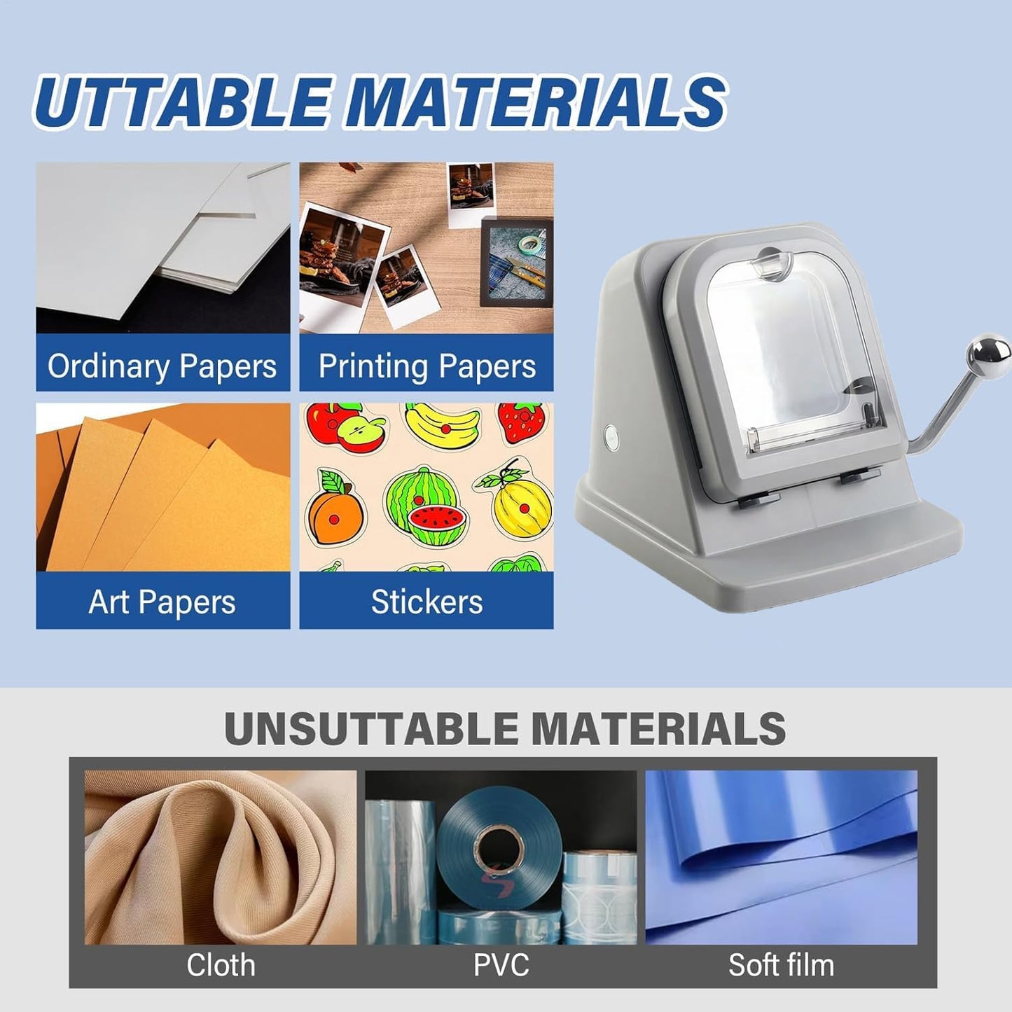 2X2In Square Fridge Magnet Maker Machine Kit, 50X50Mm Photo Magnet Making Kit Press Machine, with Lightweight Paper Cutter, 100Pcs Materials, 100 Sheet Photo Papers