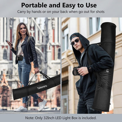 Photo Studio Light Box for Photography: Takerers 32X32 Inch 210 LED Large Lightbox for Product with 3 Stepless Dimming Light Panel, Professional Background Shooting Tent with 5 Color Backdrops
