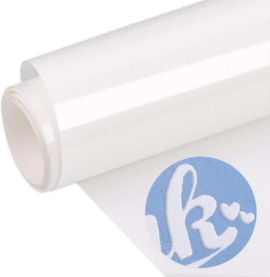 WRAPXPERT Puff Heat Transfer Vinyl White Puff HTV Roll 3D Puffy Iron on Vinyl Fortshirts, DIY Crafts, Heat Press Clothing, Easy Cut Foaming HTV, 10" X5Ft
